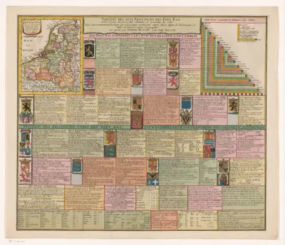 Kaart van de Zeventien Provinciën met uitleg