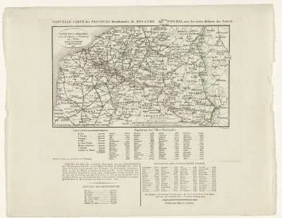 Kaart van de zuidelijke provinciën van het Koninkrijk der Nederlanden en het Hertogdom Luxemburg, 1815