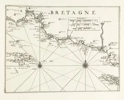 Kaart van de zuidkust van Bretagne, ca. 1702