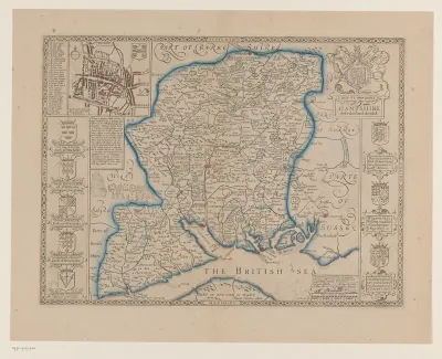 Kaart van de zuidkust van Engeland met een gedeelte van het eiland Wight
