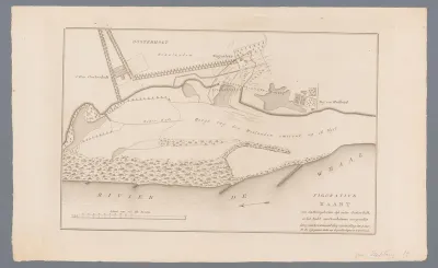 Kaart van dijkdoorbraak onder Oosterhout, 1809