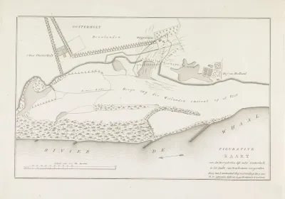 Kaart van dijkdoorbraak onder Oosterhout, 1809