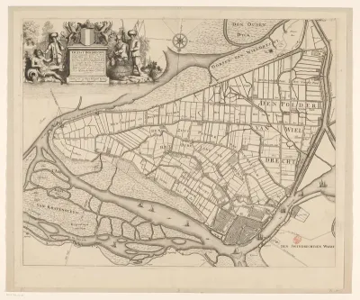 Kaart van Dordrecht en omliggende polders
