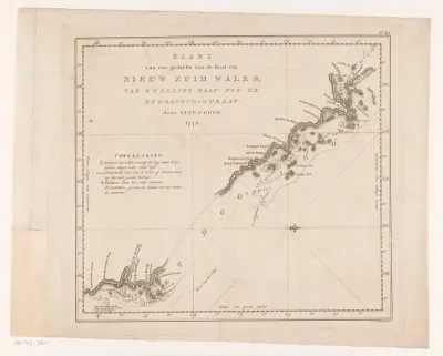Kaart van een deel van de kust van Nieuw-Zuid-Wales te Australië