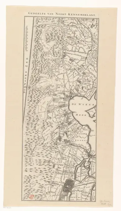 Kaart van een deel van Noord-Kennemerland