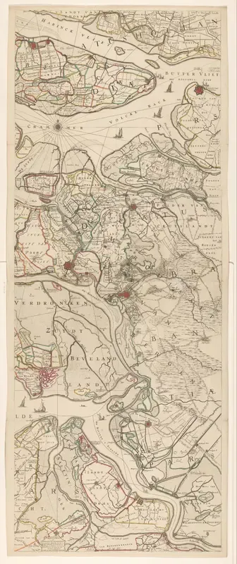 Kaart van een delen van Schouwen-Duiveland, Zuid-Beveland, het Markiezaat Bergen op Zoom en Staat-Vlaanderen