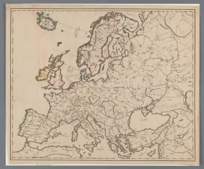 Kaart van Europa met Franse opschriften in manuscript