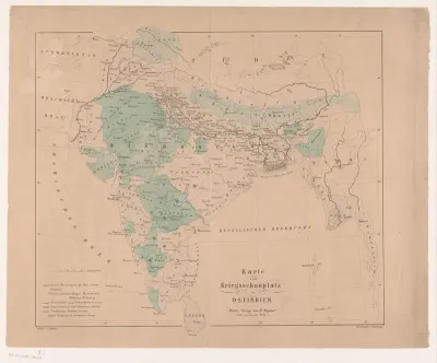 Kaart van Europese koloniale bezittingen in India