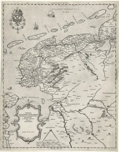 Kaart van Friesland, Groningen, Drenthe en Overijssel
