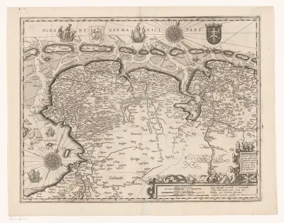 Kaart van Friesland, Groningen, Oost-Friesland en een deel van Drenthe