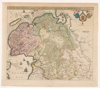 Kaart van Friesland, Overijssel en Groningen