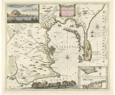 Kaart van Gibraltar, 1704