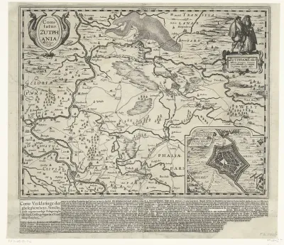 Kaart van graafschap Zutphen, 1627
