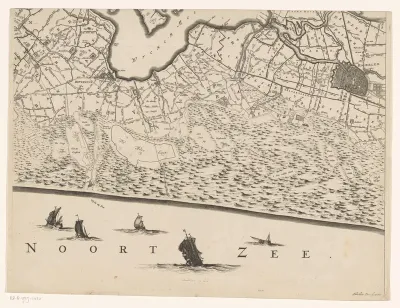 Kaart van Haarlem en omstreken en een gedeelte van de provincie Noord-Holland en een stuk van de Noordzee
