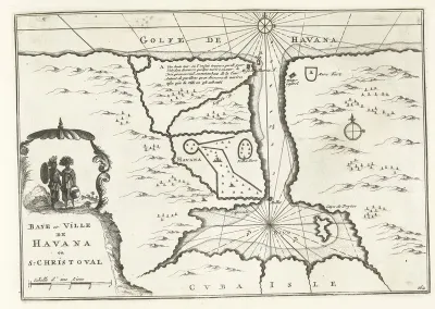 Kaart van Havana en de baai op Cuba, ca. 1702