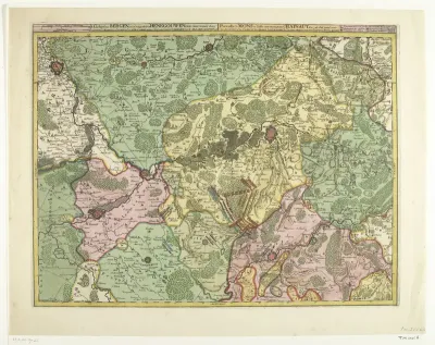 Kaart van Hengouwen met Bergen en omliggende steden, 1709
