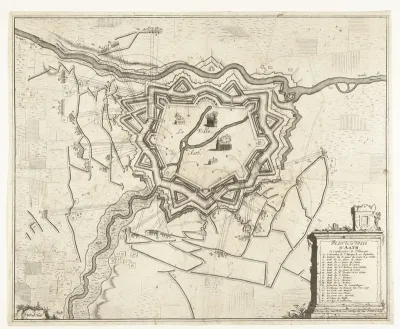 Kaart van het beleg van Ath, 1706