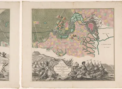 Kaart van het beleg van Bergen op Zoom, 1747 (bestaande uit twee delen)