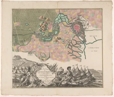 Kaart van het Beleg van Bergen op Zoom, 1747 (rechterdeel)