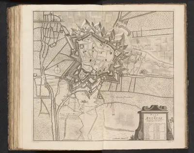 Kaart van het beleg van Béthune, 1710