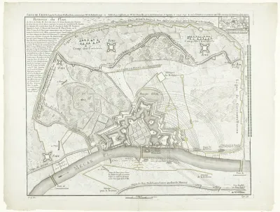 Kaart van het beleg van Grave door Willem III, 1674