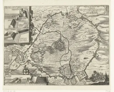 Kaart van het beleg van Groenlo door Frederik Hendrik, 1627