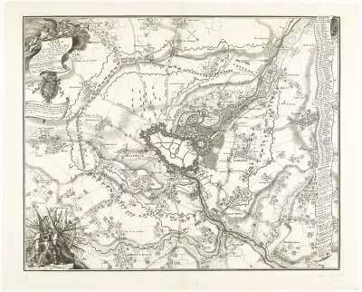 Kaart van het beleg van Lille, 1708