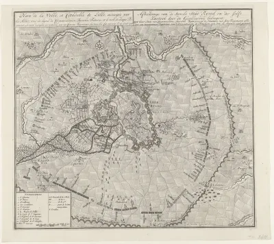 Kaart van het beleg van Lille, 1708