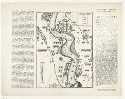 Kaart van het beleg van Londonderry, 1689
