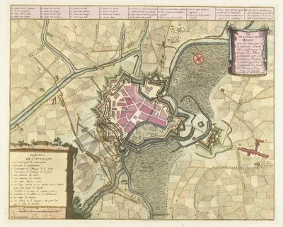 Kaart van het beleg van Menen, 1706