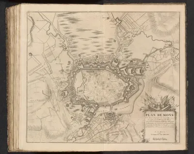 Kaart van het beleg van Mons, 1709