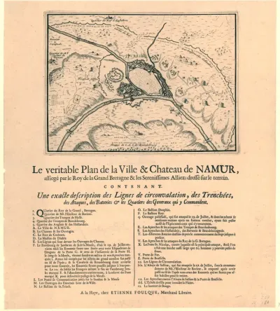 Kaart van het beleg van Namen, 1695