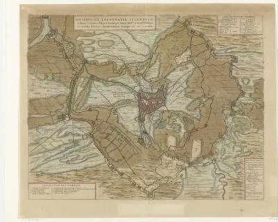 Kaart van het beleg van 's-Hertogenbosch door Frederik Hendrik, 1629