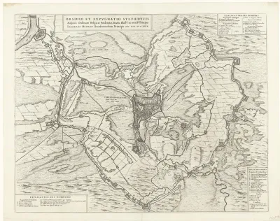 Kaart van het beleg van 's-Hertogenbosch door Frederik Hendrik, 1629