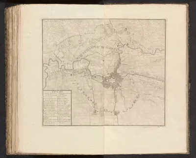 Kaart van het beleg van Saint-Venant, 1710