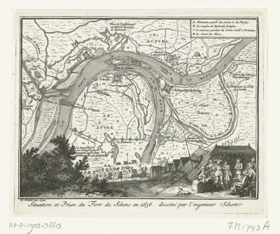 Kaart van het beleg van Schenckenschans, 1636