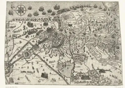 Kaart van het beleg van Sluis door het Staatse leger onder Maurits, 1604