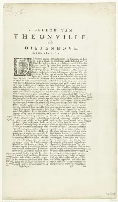 Kaart van het beleg van Thionville, 1643
