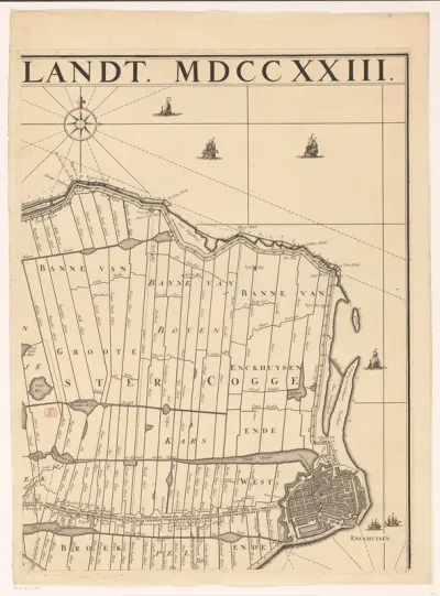 Kaart van het dijkgraafschap Drechterland (vierde deel van boven)