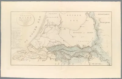 Kaart van het door overstromingen getroffen gebied in het midden van Nederland, 1809