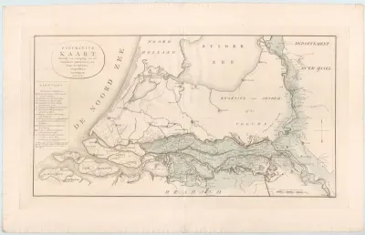 Kaart van het door overstromingen getroffen gebied in het midden van Nederland, 1809
