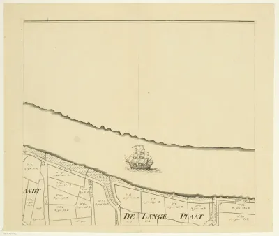 Kaart van het eiland Rozenburg (derde deel van boven)
