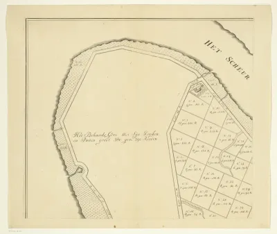 Kaart van het eiland Rozenburg (eerste deel van boven)