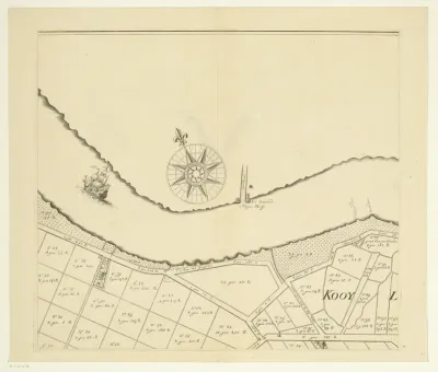 Kaart van het eiland Rozenburg (tweede deel van boven)