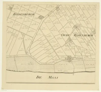 Kaart van het eiland Rozenburg (tweede deel van onder)