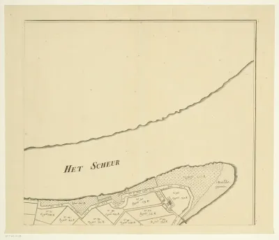 Kaart van het eiland Rozenburg (vierde deel van boven)