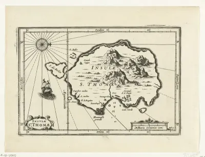 Kaart van het eiland São Tomé, 1602