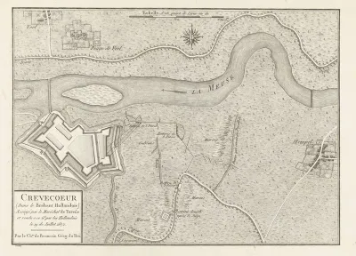Kaart van het fort Crèvecoeur, veroverd door de Fransen in 1672