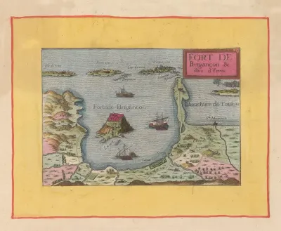 Kaart van het fort van Brégançon en de Îles d'Hyeres