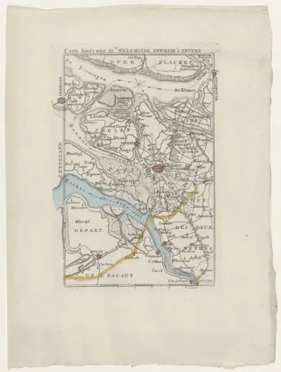 Kaart van het gebied rond Bergen op Zoom, ca. 1830
